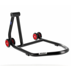 Caballete monobrazo izquierdo BIHR Home Track color negro mate y ruedas rojas