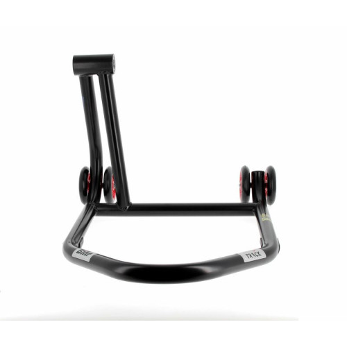 Caballete monobrazo izquierdo BIHR Home Track color negro mate y ruedas rojas