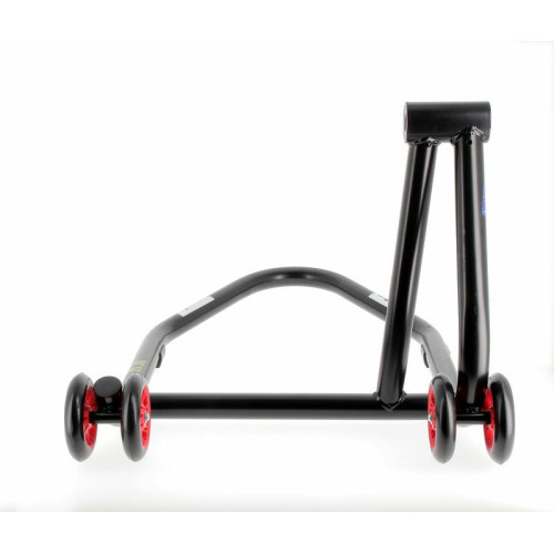Caballete monobrazo izquierdo BIHR Home Track color negro mate y ruedas rojas