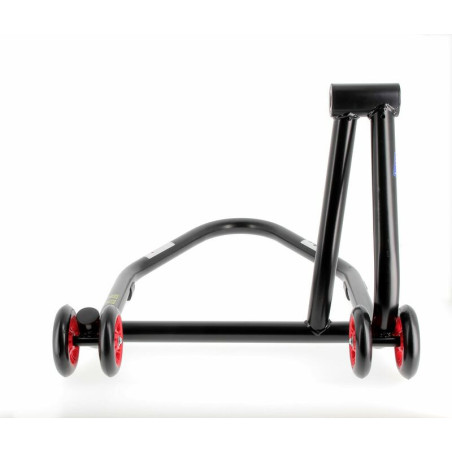 Caballete monobrazo izquierdo BIHR Home Track color negro mate y ruedas rojas
