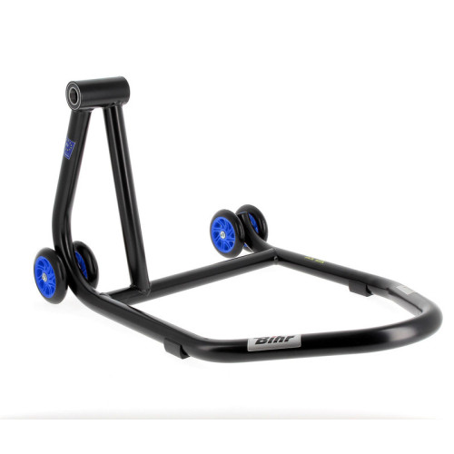 Caballete monobrazo izquierdo BIHR Home Track color negro mate y ruedas azules