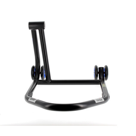 Caballete monobrazo izquierdo BIHR Home Track color negro mate y ruedas azules