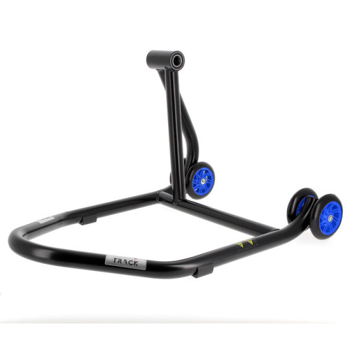 Caballete monobrazo izquierdo BIHR Home Track color negro mate y ruedas azules