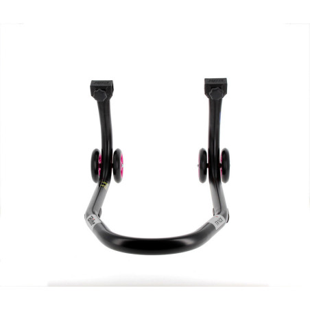 Caballete delantero BIHR Home Track color negro mate y ruedas rosas