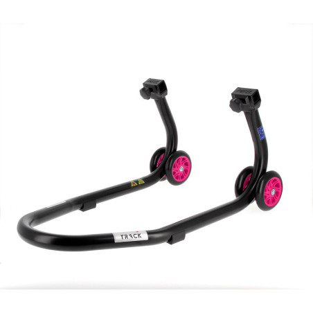 Caballete delantero BIHR Home Track color negro mate y ruedas rosas