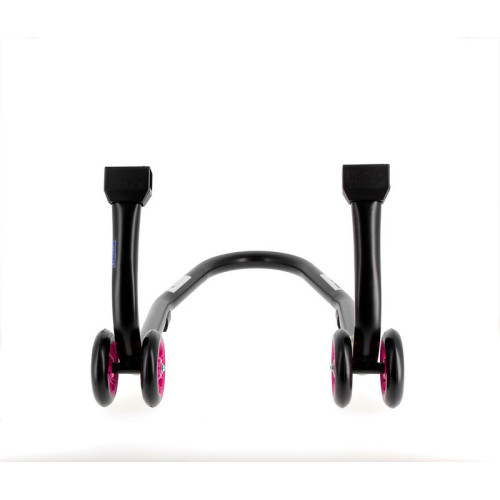 Caballete delantero BIHR Home Track color negro mate y ruedas rosas