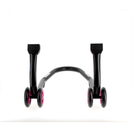 Caballete delantero BIHR Home Track color negro mate y ruedas rosas