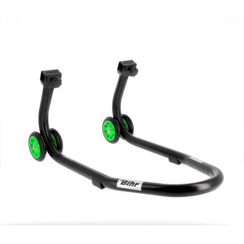 Caballete delantero BIHR Home Track color negro mate y ruedas verdes