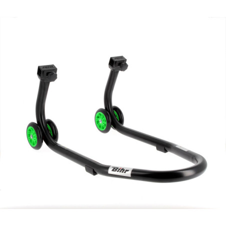 Caballete delantero BIHR Home Track color negro mate y ruedas verdes