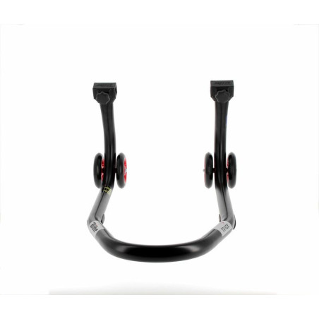 Caballete delantero BIHR Home Track color negro mate y ruedas rojas