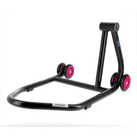 Caballete monobrazo derecho BIHR Home Track color negro mate y ruedas rosas