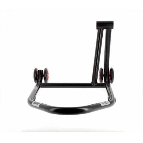 Caballete monobrazo derecho BIHR Home Track color negro mate y ruedas rojas