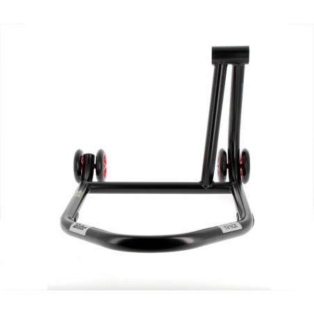 Caballete monobrazo derecho BIHR Home Track color negro mate y ruedas rojas