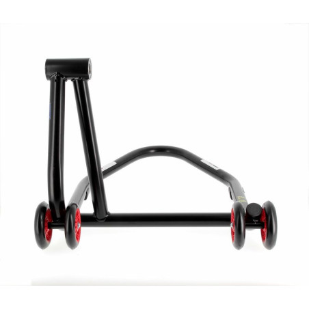 Caballete monobrazo derecho BIHR Home Track color negro mate y ruedas rojas
