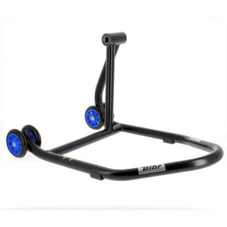 Caballete monobrazo derecho BIHR Home Track color negro mate y ruedas azules