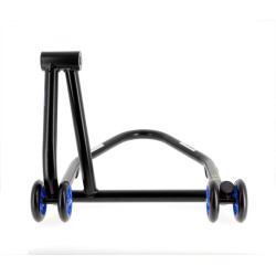 Caballete monobrazo derecho BIHR Home Track color negro mate y ruedas azules 2
