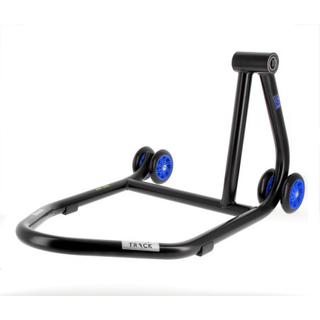 Caballete monobrazo derecho BIHR Home Track color negro mate y ruedas azules