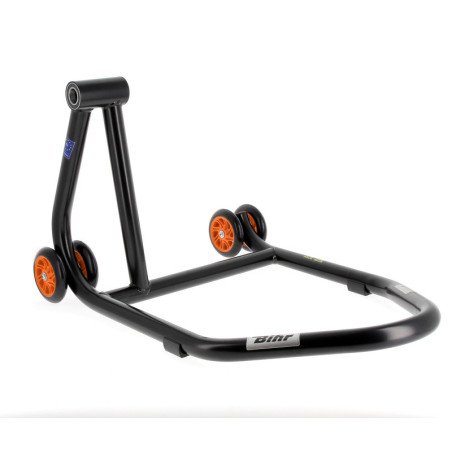 Caballete monobrazo izquierdo BIHR Home Track color negro mate y ruedas naranjas
