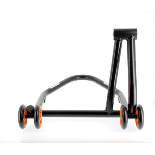 Caballete monobrazo izquierdo BIHR Home Track color negro mate y ruedas naranjas