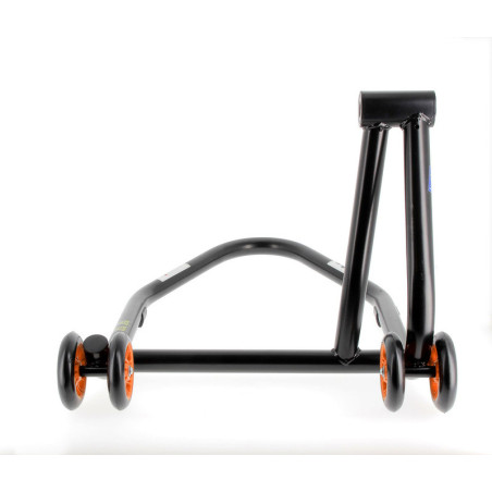 Caballete monobrazo izquierdo BIHR Home Track color negro mate y ruedas naranjas
