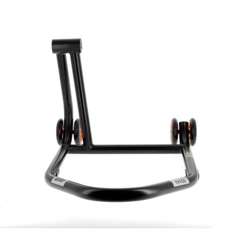 Caballete monobrazo izquierdo BIHR Home Track color negro mate y ruedas naranjas