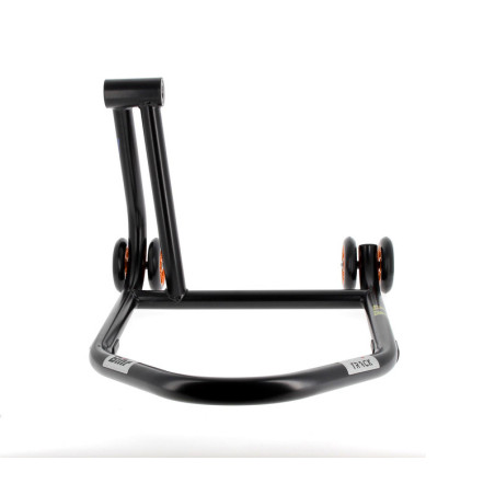 Caballete monobrazo izquierdo BIHR Home Track color negro mate y ruedas naranjas