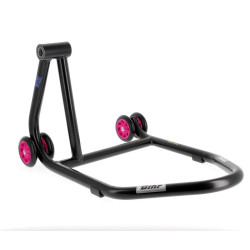 Caballete monobrazo izquierdo BIHR Home Track color negro mate y ruedas rosas