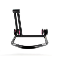 Caballete monobrazo izquierdo BIHR Home Track color negro mate y ruedas rosas 2