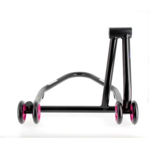 Caballete monobrazo izquierdo BIHR Home Track color negro mate y ruedas rosas