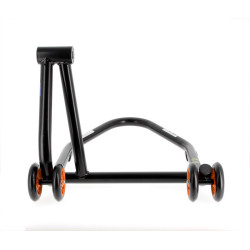 Caballete monobrazo derecho BIHR Home Track color negro mate y ruedas naranjas 2
