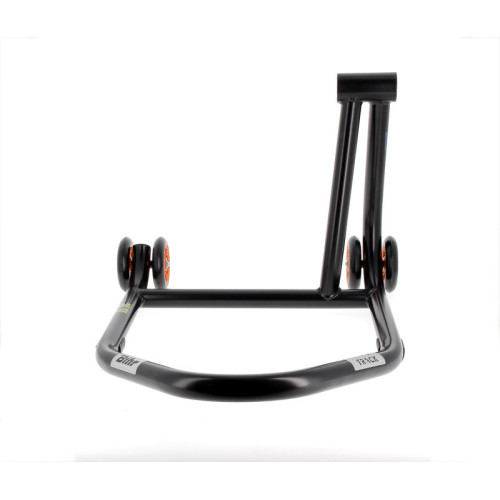 Caballete monobrazo derecho BIHR Home Track color negro mate y ruedas naranjas