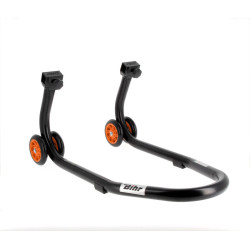 Caballete delantero BIHR Home Track color negro mate y ruedas naranjas
