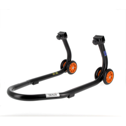 Caballete delantero BIHR Home Track color negro mate y ruedas naranjas