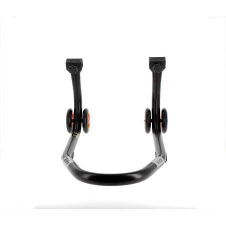 Caballete delantero BIHR Home Track color negro mate y ruedas naranjas