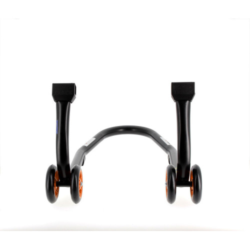 Caballete delantero BIHR Home Track color negro mate y ruedas naranjas