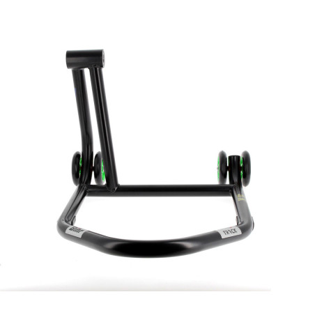 Caballete monobrazo izquierdo BIHR Home Track color negro mate y ruedas verdes