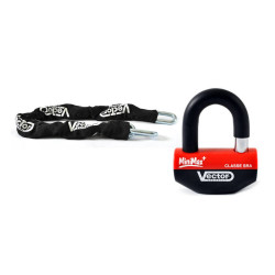 Kit antirrobo VECTOR Candado MiniMax+ Ø16mm Certificado SRA / ART4 + Cadena Ø13mm / 1,1m
