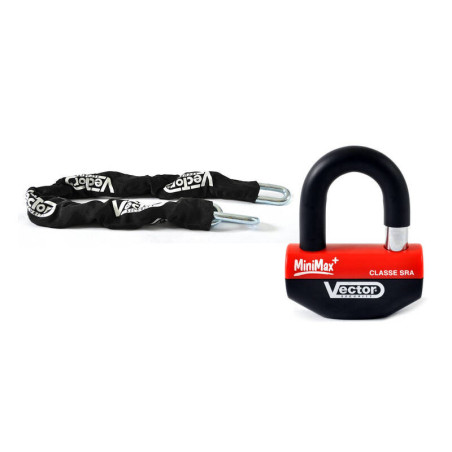 Kit antirrobo VECTOR Candado MiniMax+ Ø16mm Certificado SRA / ART4 + Cadena Ø13mm / 1,1m