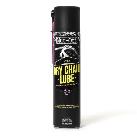 Grasa de cadena (para seco) con PTFE (teflon) MUC-OFF Motorcycle Dry Chain Lube Spray - 400ml (x12)