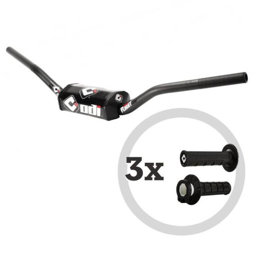 Kit manillar ODI Podium Flight MX + 3 pares de puños MX V2 Lock-On medio cuadradillo