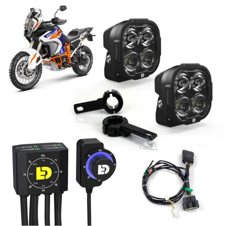 Kit de faro auxiliar LED DENALI DL4 con cableado y controlador DialDim™