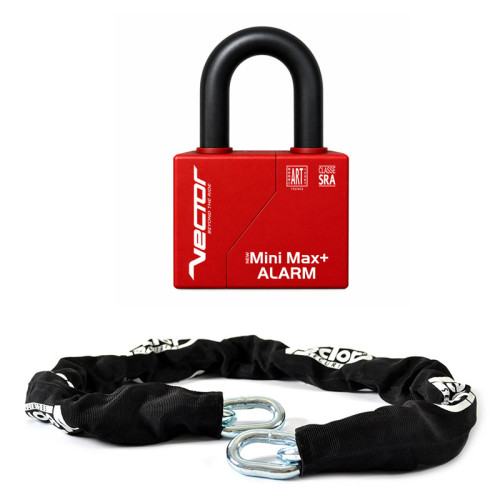 Kit VECTOR Cadena 1400x14 mm y candado con alarma New Minimax+ Alarm