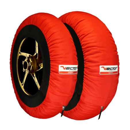 Kit 2 juegos de calentadores de neumáticos VECTOR Smart 120/190 Rojo y alfombra paddock Pit Stop de regalo