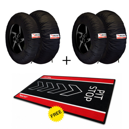 Kit 2 juegos de calentadores de neumáticos VECTOR Smart 120/165 y alfombra paddock Pit Stop de regalo
