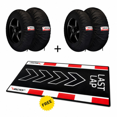 Kit 2 juegos de calentadores de neumáticos Pro-Track 120/200 VECTOR y alfombra paddock Last Lap de regalo