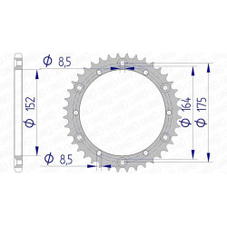 Corona AFAM aluminio 13500 - Paso 520