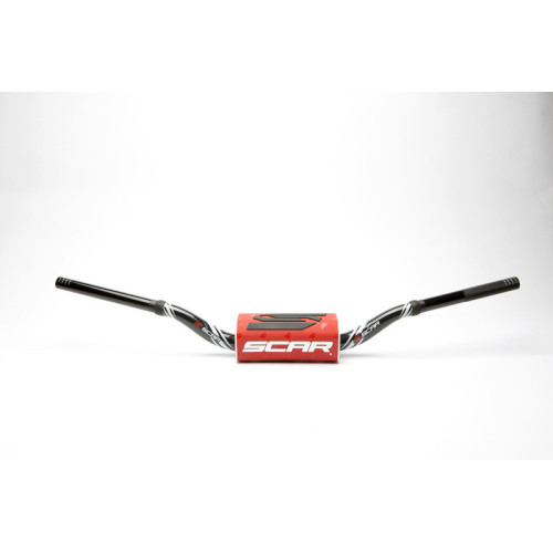 Manillar SCAR O² RC Color Ø28,6mm - Negro / Protector rojo