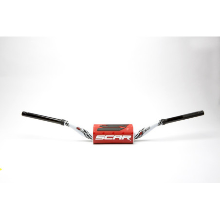 Manillar SCAR O² RC Color Ø28,6mm - Blanco / Protector rojo