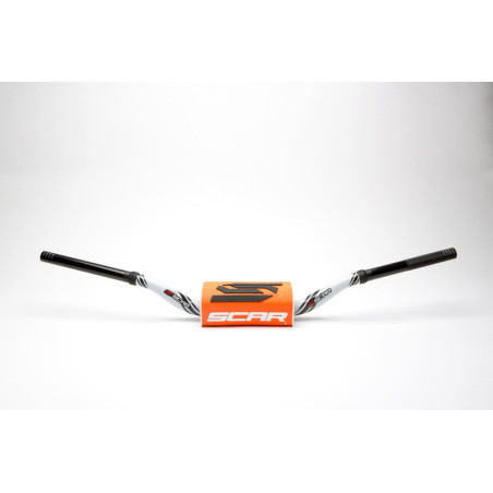 Manillar SCAR O² RC Color Ø28,6mm - Blanco / Protector naranja