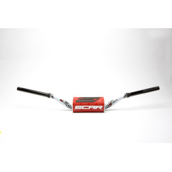 Manillar SCAR O² Color High Ø28,6mm - Blanco / Protector rojo
